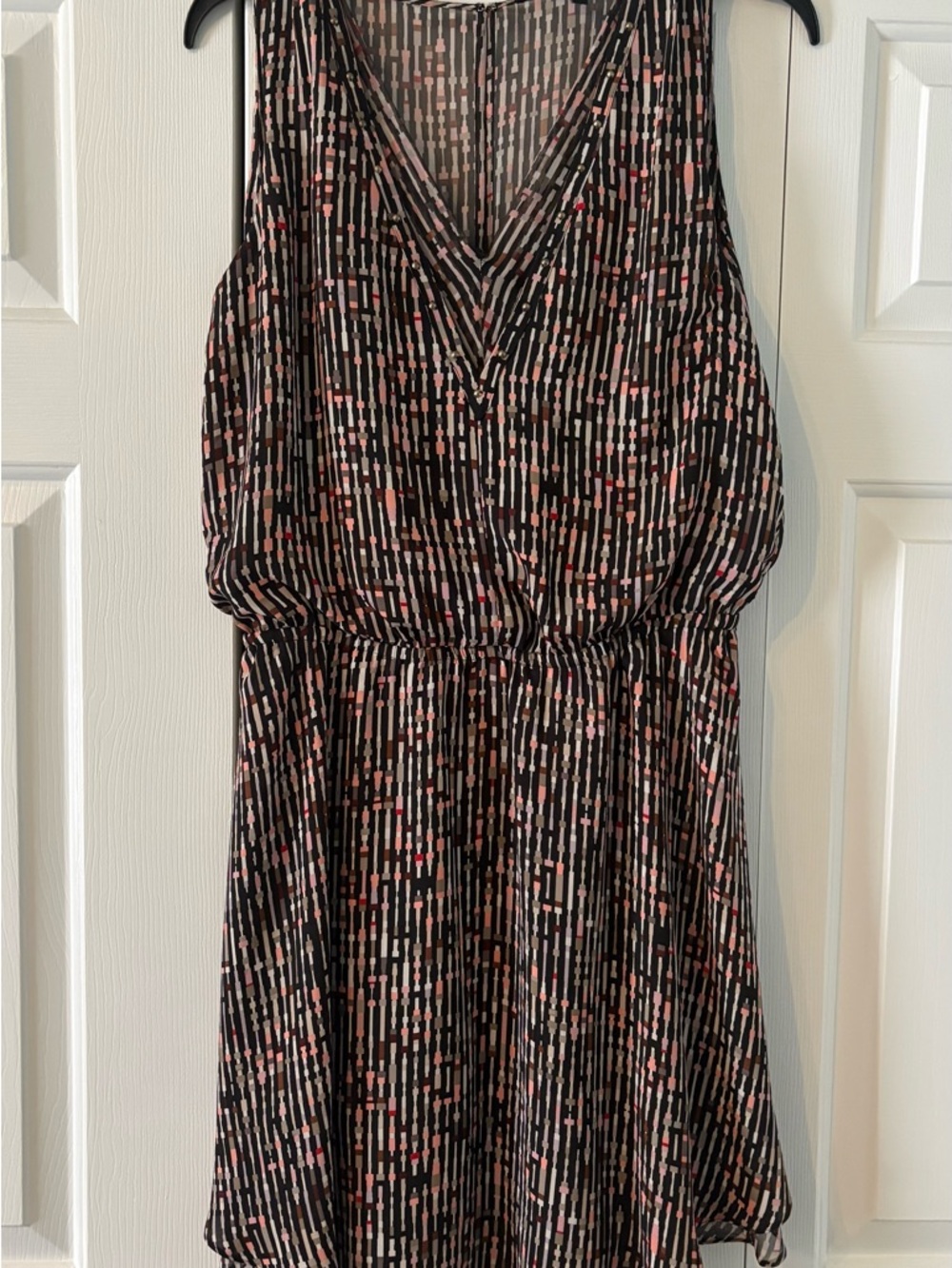 White House Black Market Black Dress with Pink Dot Pattern